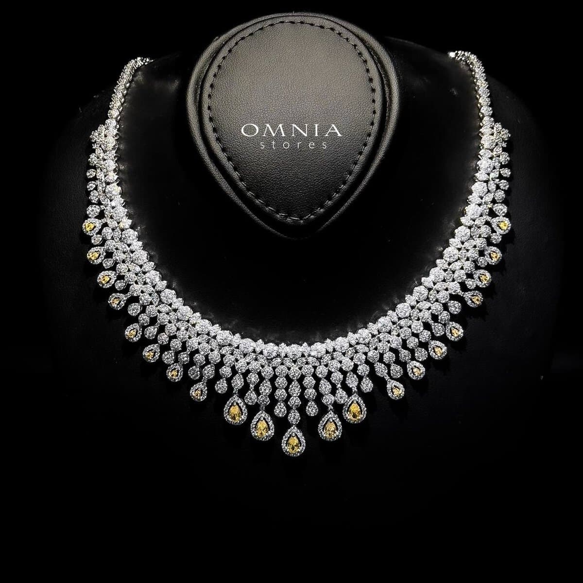 Omnia Daisy Yellow Bridal Full Set in High Quality Zircon Stone Rhodium Plated - OMNIASTORES UAE