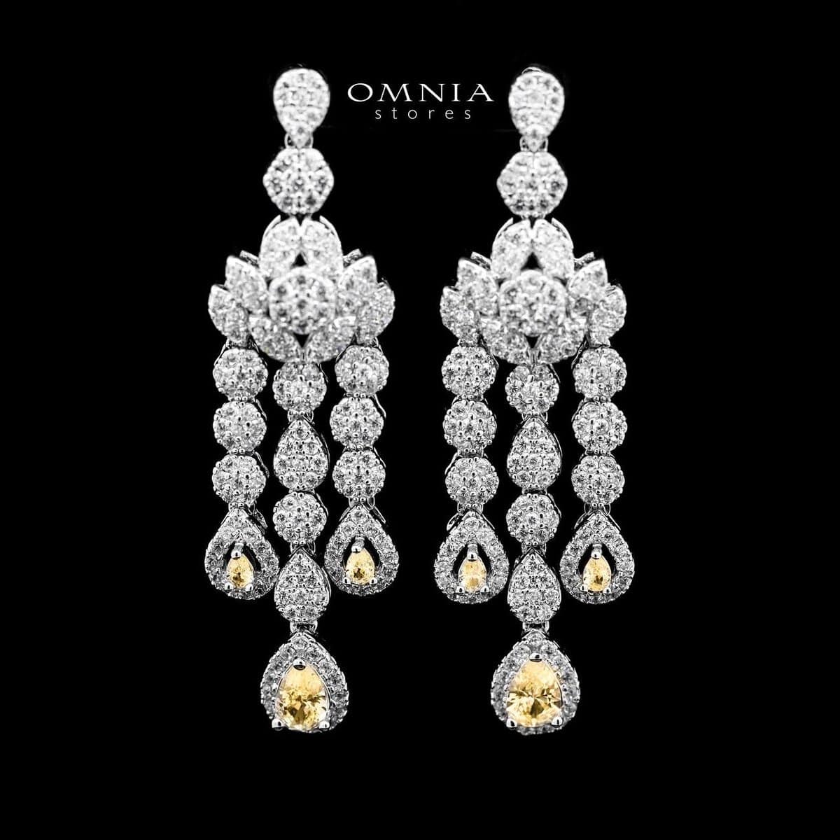 Omnia Daisy Yellow Bridal Full Set in High Quality Zircon Stone Rhodium Plated - OMNIASTORES UAE