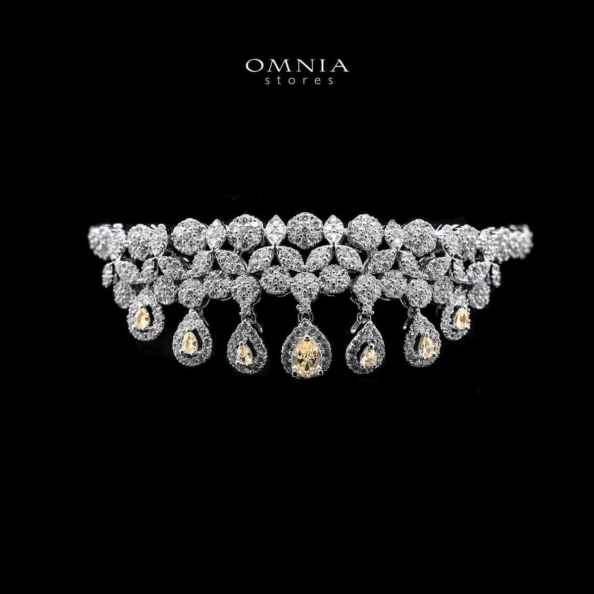 Omnia Daisy Yellow Bridal Full Set in High Quality Zircon Stone Rhodium Plated - OMNIASTORES UAE