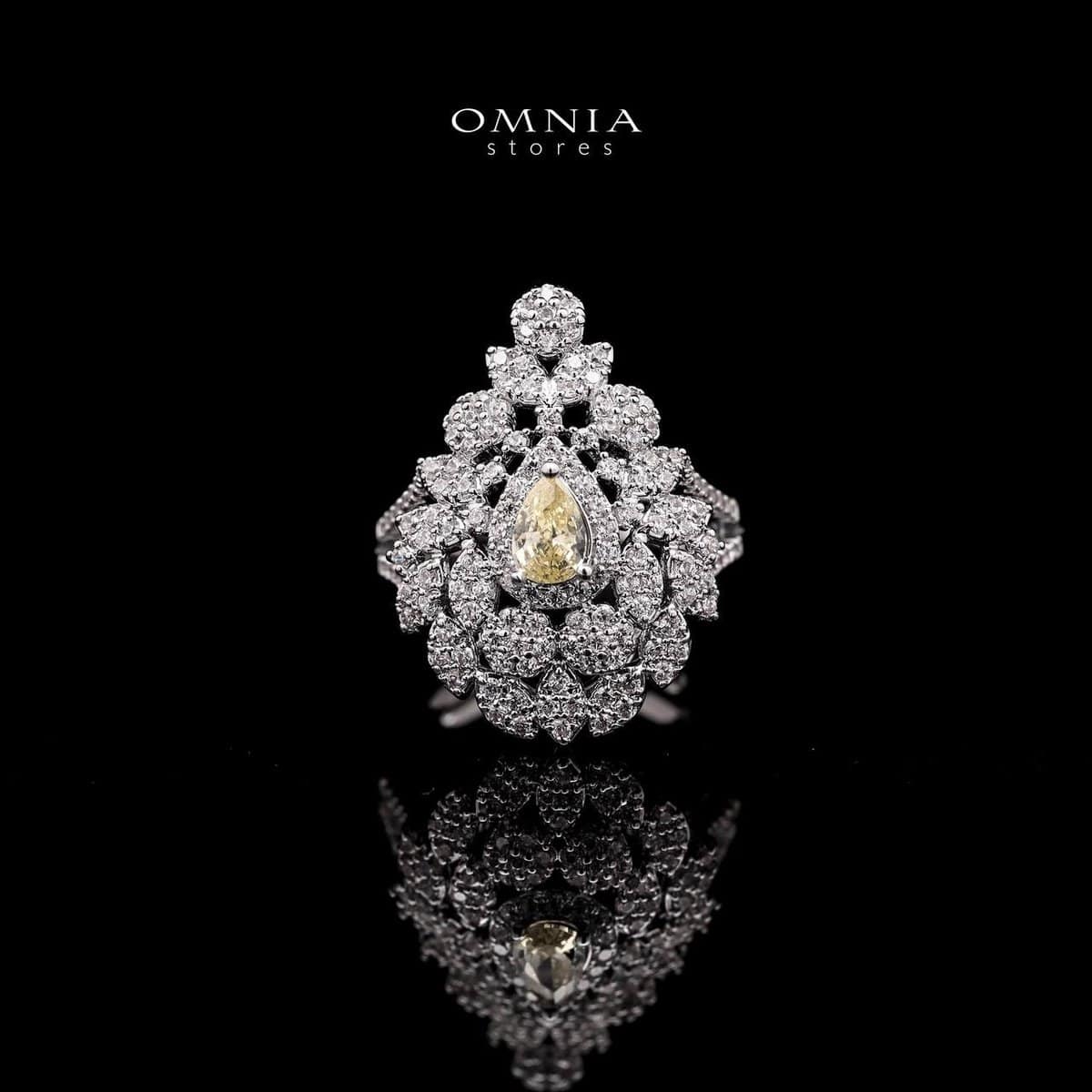 Omnia Daisy Yellow Bridal Full Set in High Quality Zircon Stone Rhodium Plated - OMNIASTORES UAE