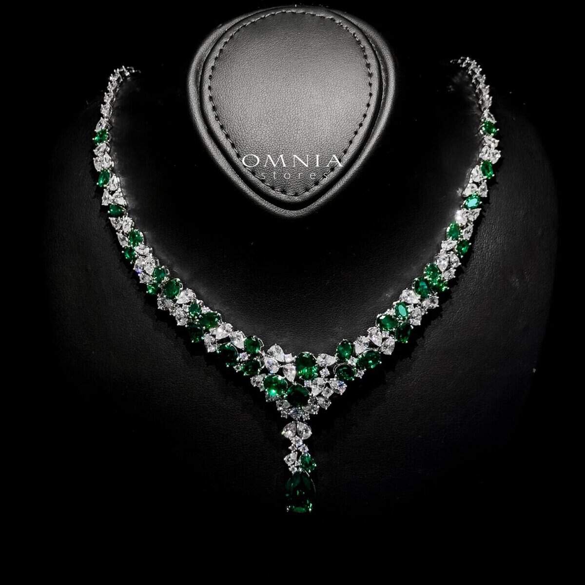 Omnia Reman Green Full Set in High Quality Zircon Stone Rhodium Plated - OMNIASTORES UAE
