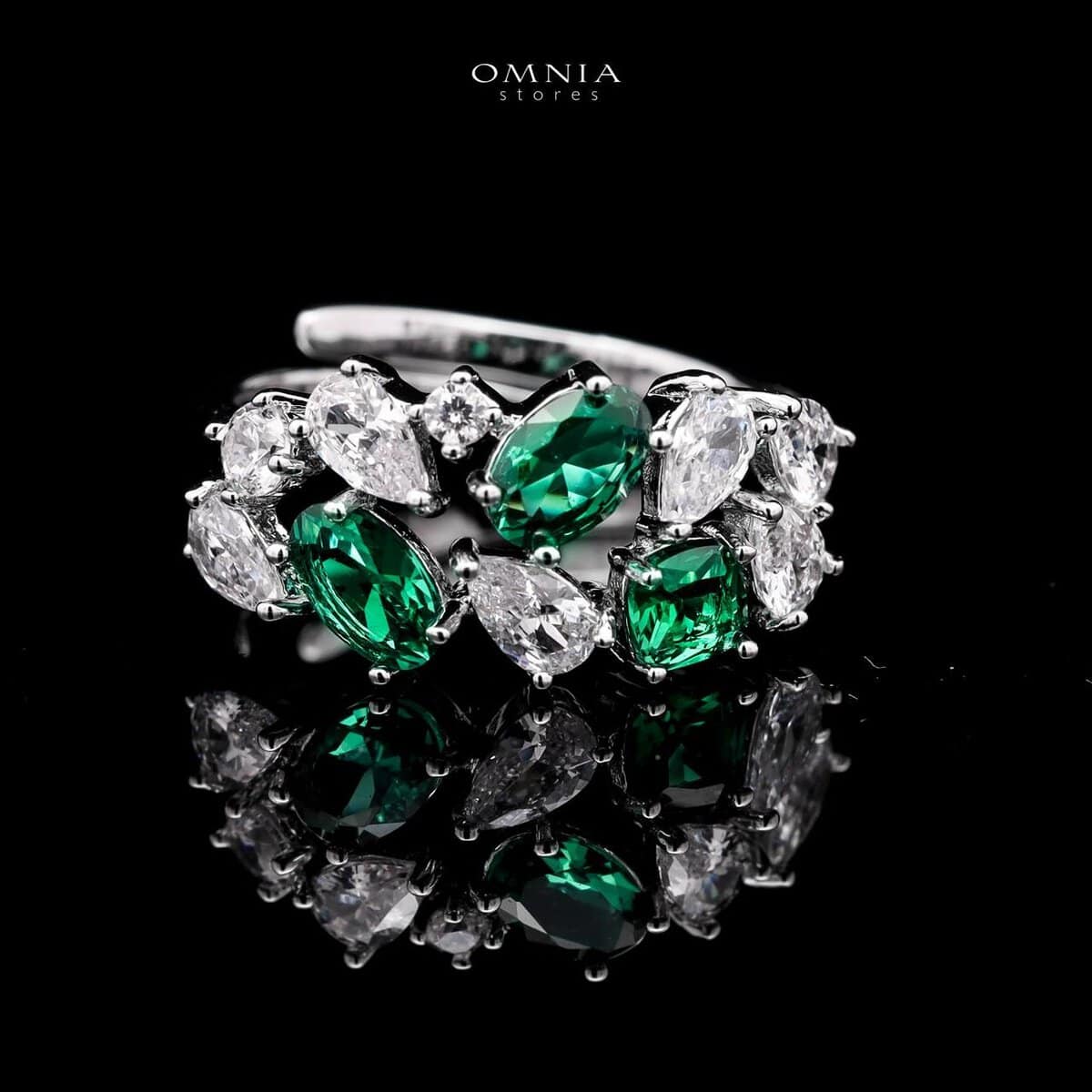 Omnia Reman Green Full Set in High Quality Zircon Stone Rhodium Plated - OMNIASTORES UAE