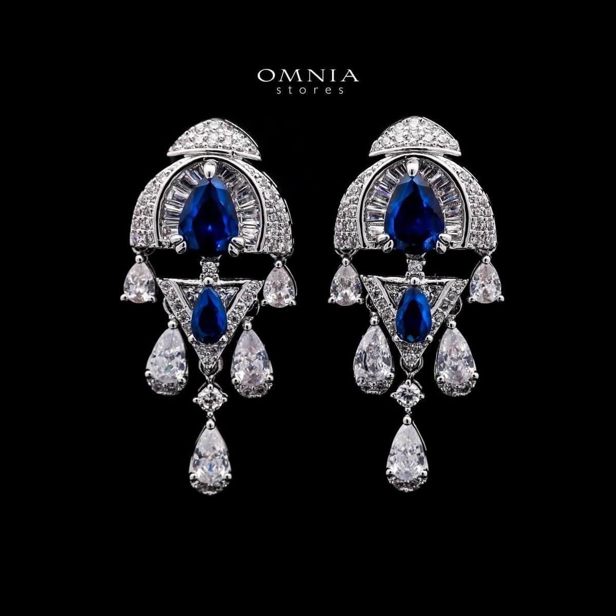 Omnia Rafi Blue Bridal Full Set with Elegant White and Simulated Diamonds in High-Quality Rhodium Plated Finish - OMNIASTORES UAE