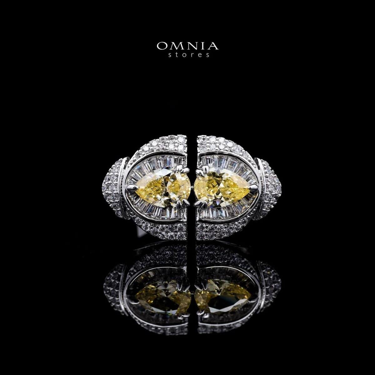 Omnia Rafi Yellow Bridal Full Set with Elegant White and Simulated Diamonds in High-Quality Rhodium Plated Finish - OMNIASTORES KSA
