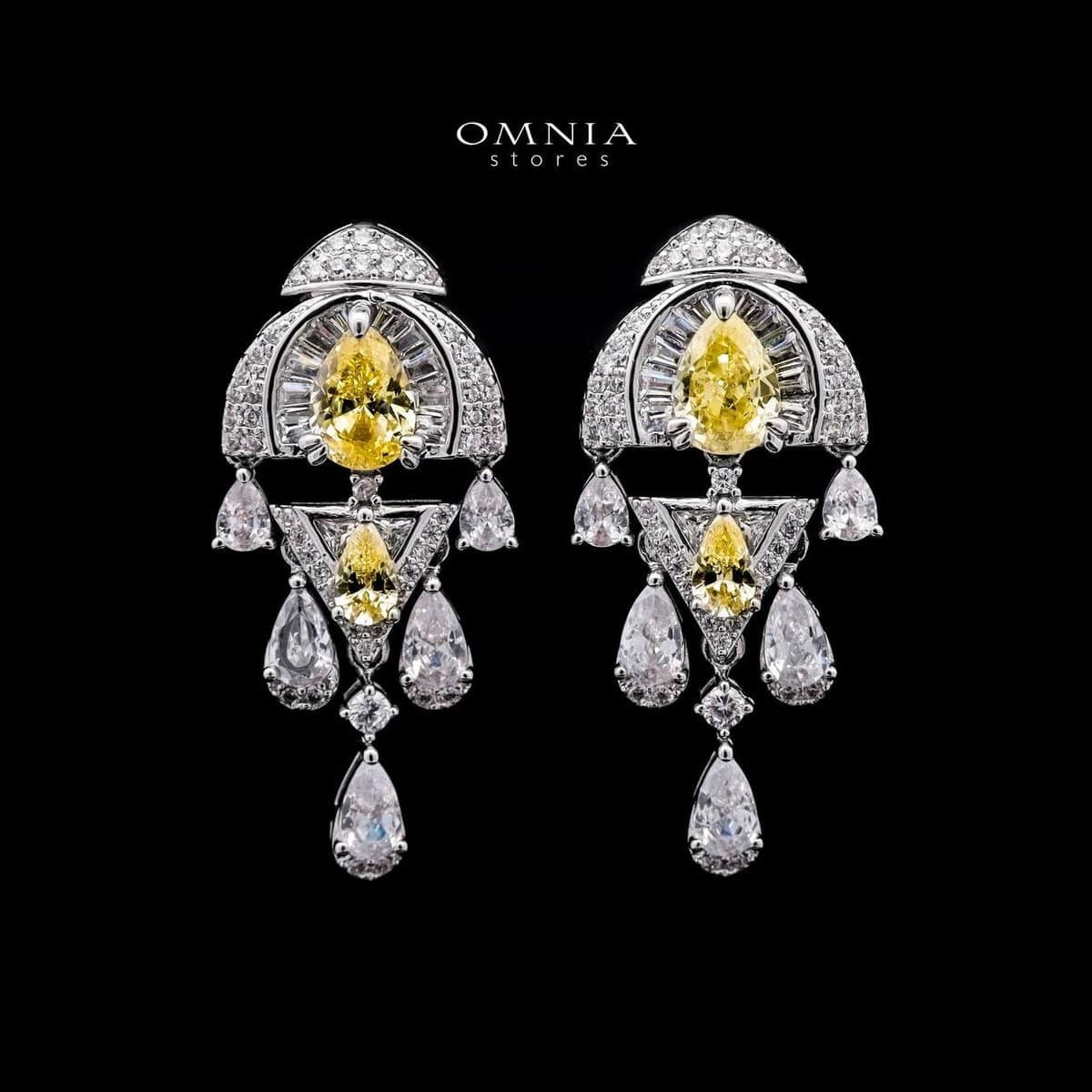 Omnia Rafi Yellow Bridal Full Set with Elegant White and Simulated Diamonds in High-Quality Rhodium Plated Finish - OMNIASTORES KSA