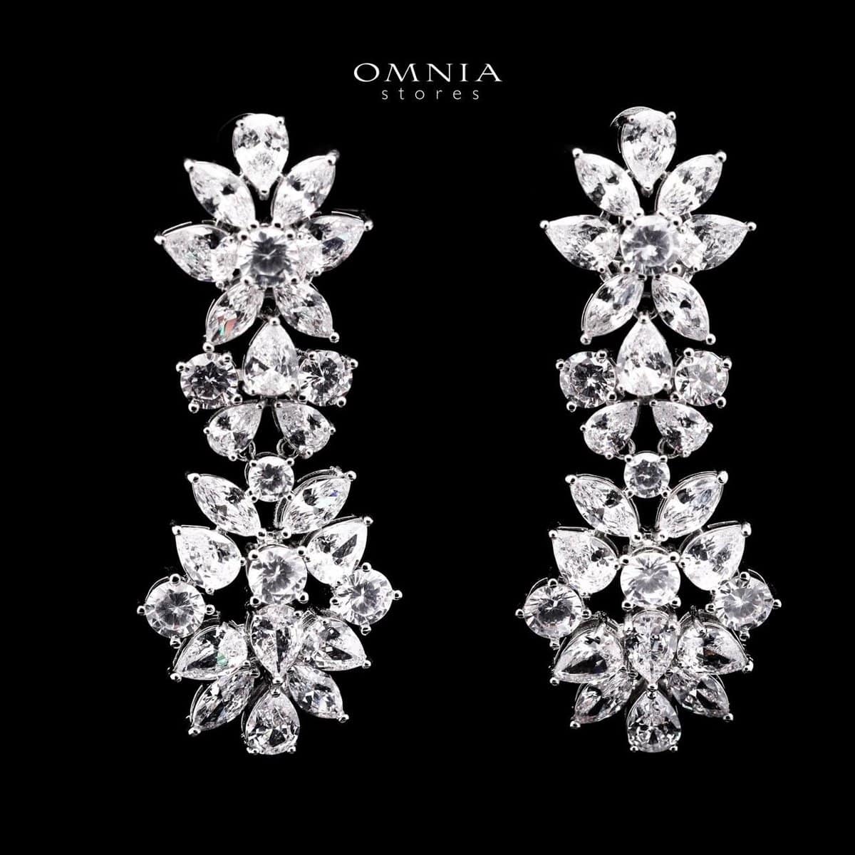 Omnia Sherine White Luxury Bridal Full Set with Emerald and Pear-Cut High-Quality Simulated Diamonds Rhodium Plated - OMNIASTORES KSA