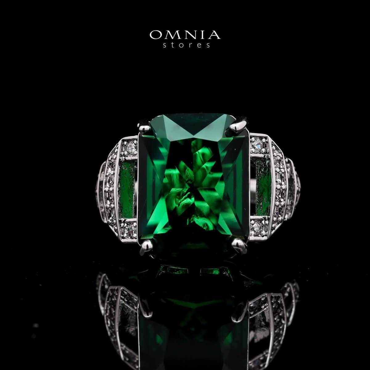 Omnia Veryna Bridal Full Set in High Quality Simulated Diamonds Premium Rhodium Plated with Emerald and Sapphire Cut Stones - OMNIASTORES UAE