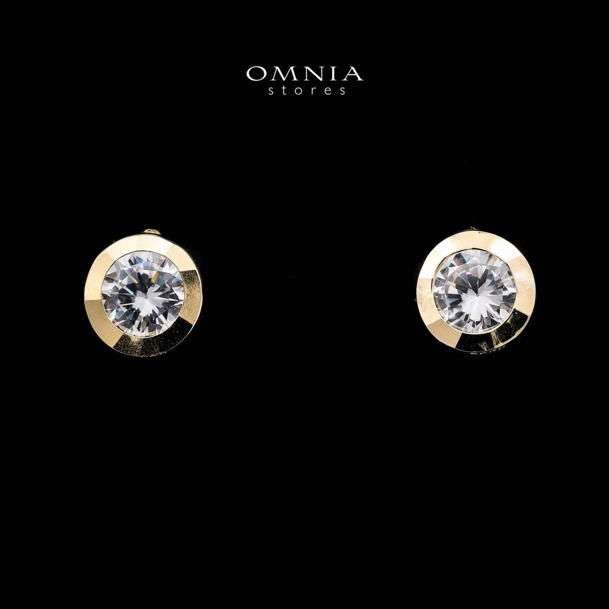 Omnia Ingrid Golden Earrings in 925 Silver with High-Quality Zircon Stones - OMNIASTORES UAE