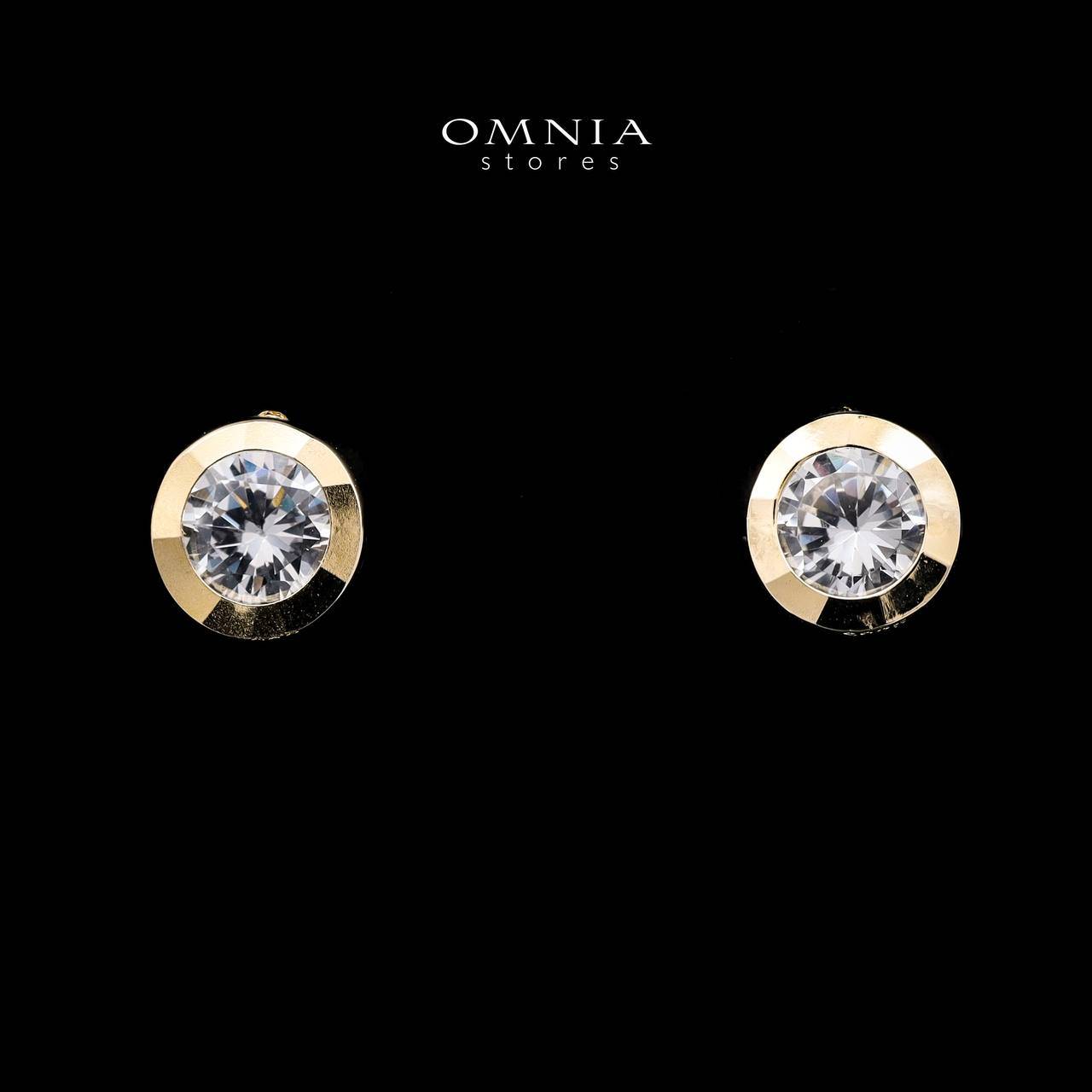Omnia Ingrid Golden Earrings in 925 Silver with High-Quality Zircon Stones - OMNIASTORES KSA