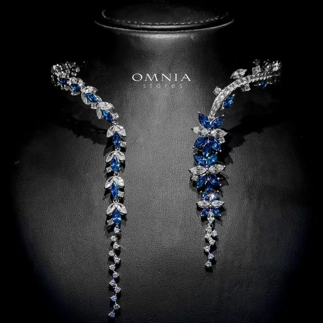 Omnia Abla Blue Bridal Set in 925 Silver with Marquise and Pear-Cut High-Quality Simulated Diamonds - OMNIASTORES UAE