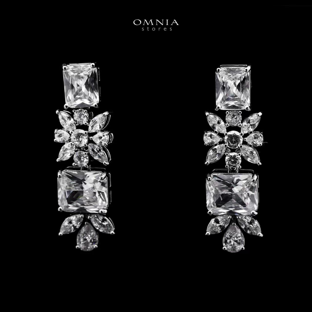 Omnia Charlene White Bridal Full Set with Radiant and Pear-Cut High-Quality Iced Cut Stones Rhodium Plated - OMNIASTORES UAE