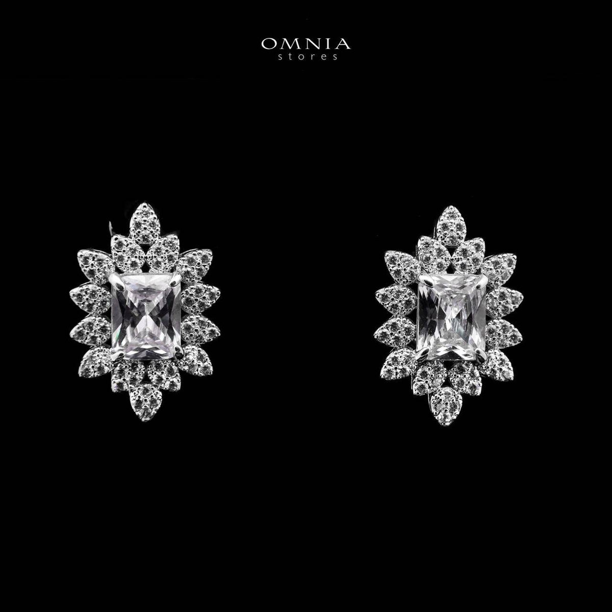 Omnia Blair Pure White Bridal Full Set with Marquise and Emerald-Cut High Quality Simulated Diamonds Premium Rhodium Plated - OMNIASTORES UAE