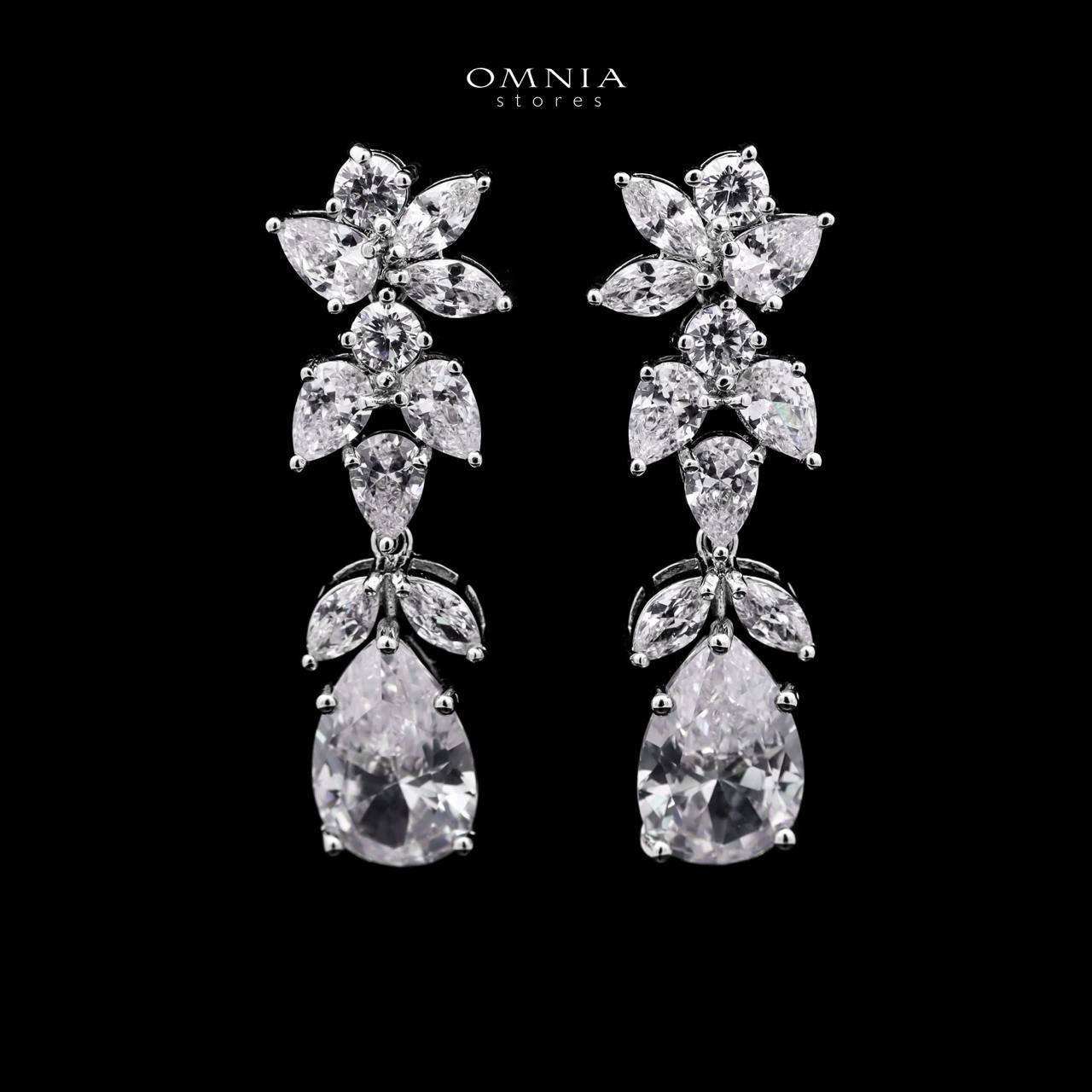 Omnia Princess Bridal Full Set with Pear-Cut White High-Quality Simulated Diamonds Rhodium Plated - OMNIASTORES UAE
