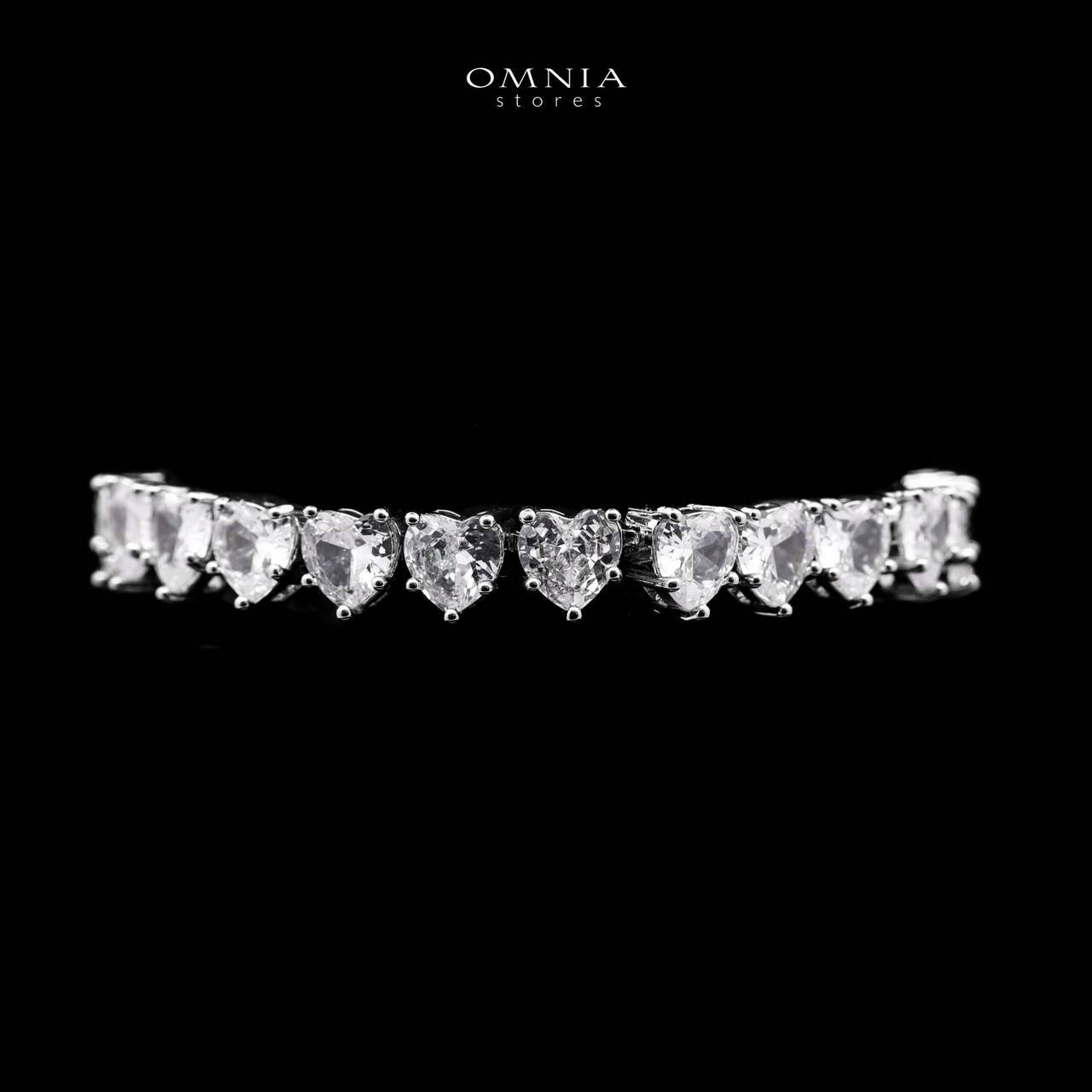 Omnia Donatella White Bridal Full Set with Heart-Cut High-Quality Simulated Diamonds Rhodium Plated - OMNIASTORES UAE