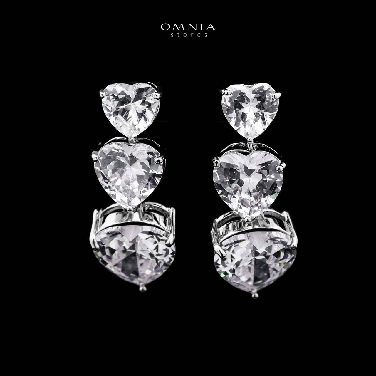 Omnia Donatella White Bridal Full Set with Heart-Cut High-Quality Simulated Diamonds Rhodium Plated - OMNIASTORES UAE