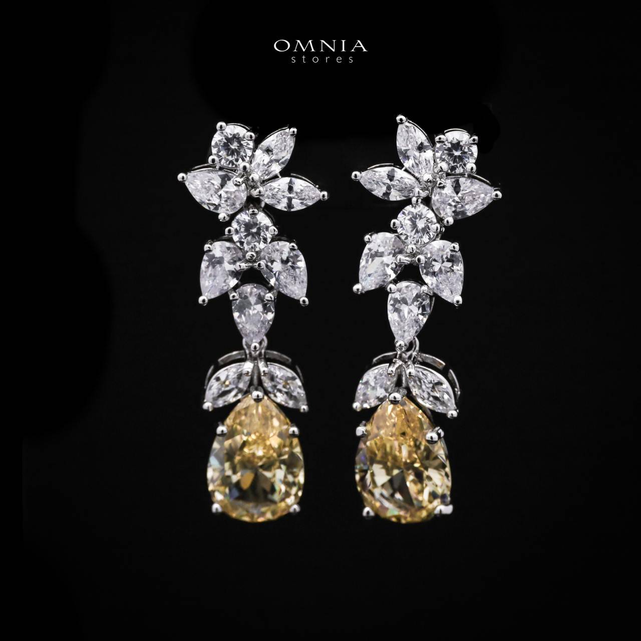 Omnia Princess Bridal Full Set with Pear-Cut White and Yellow High-Quality Simulated Diamonds Rhodium Plated - OMNIASTORES UAE
