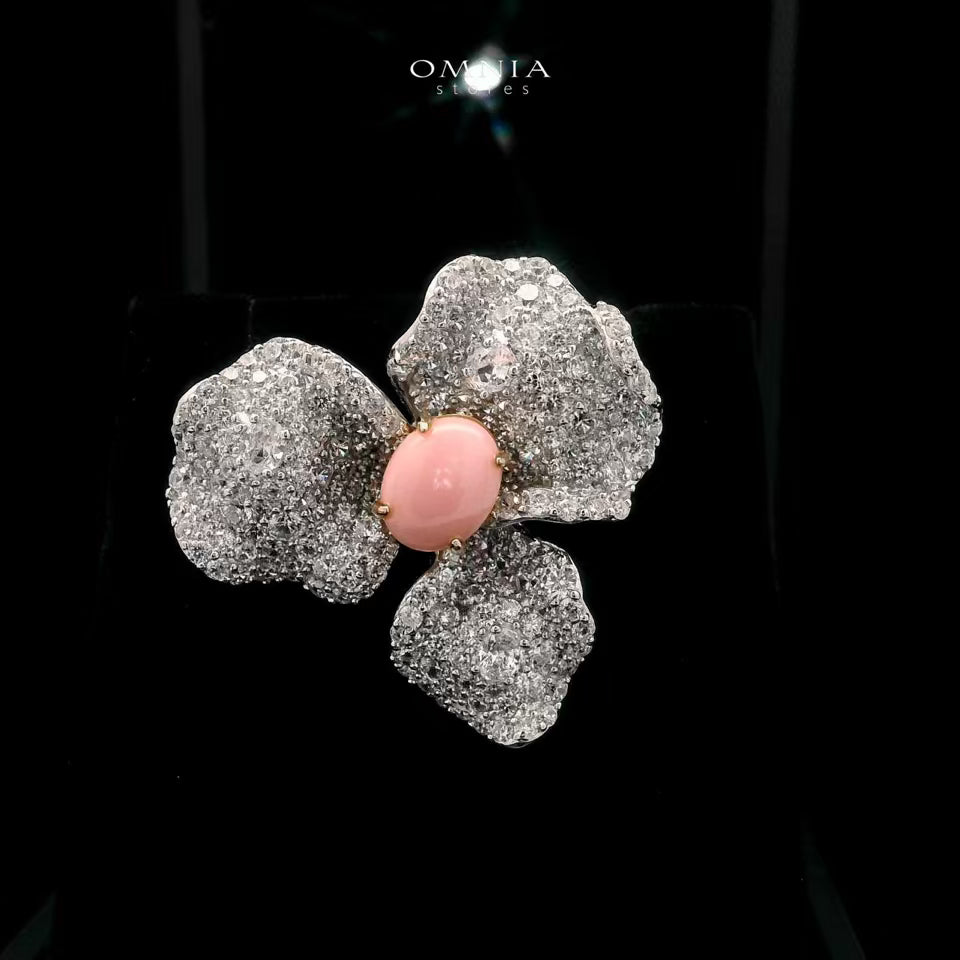 Omnia Adhara Brooch in 92.5 Silver with High Quality Simulated Diamonds - OMNIASTORES KSA