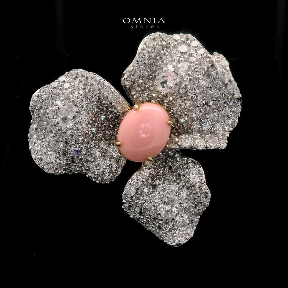 Omnia Adhara Brooch in 92.5 Silver with High Quality Simulated Diamonds - OMNIASTORES UAE
