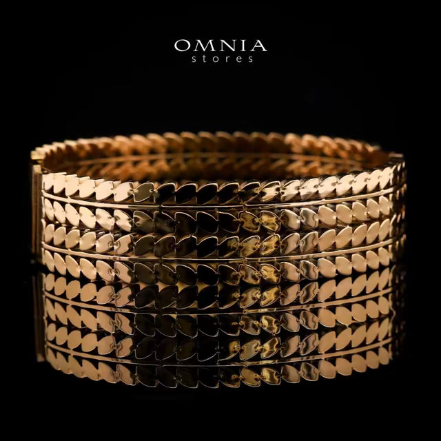 Omnia Anah Gold-Plated Copper Bangle with High-Quality Simulated Diamonds - OMNIASTORES KSA