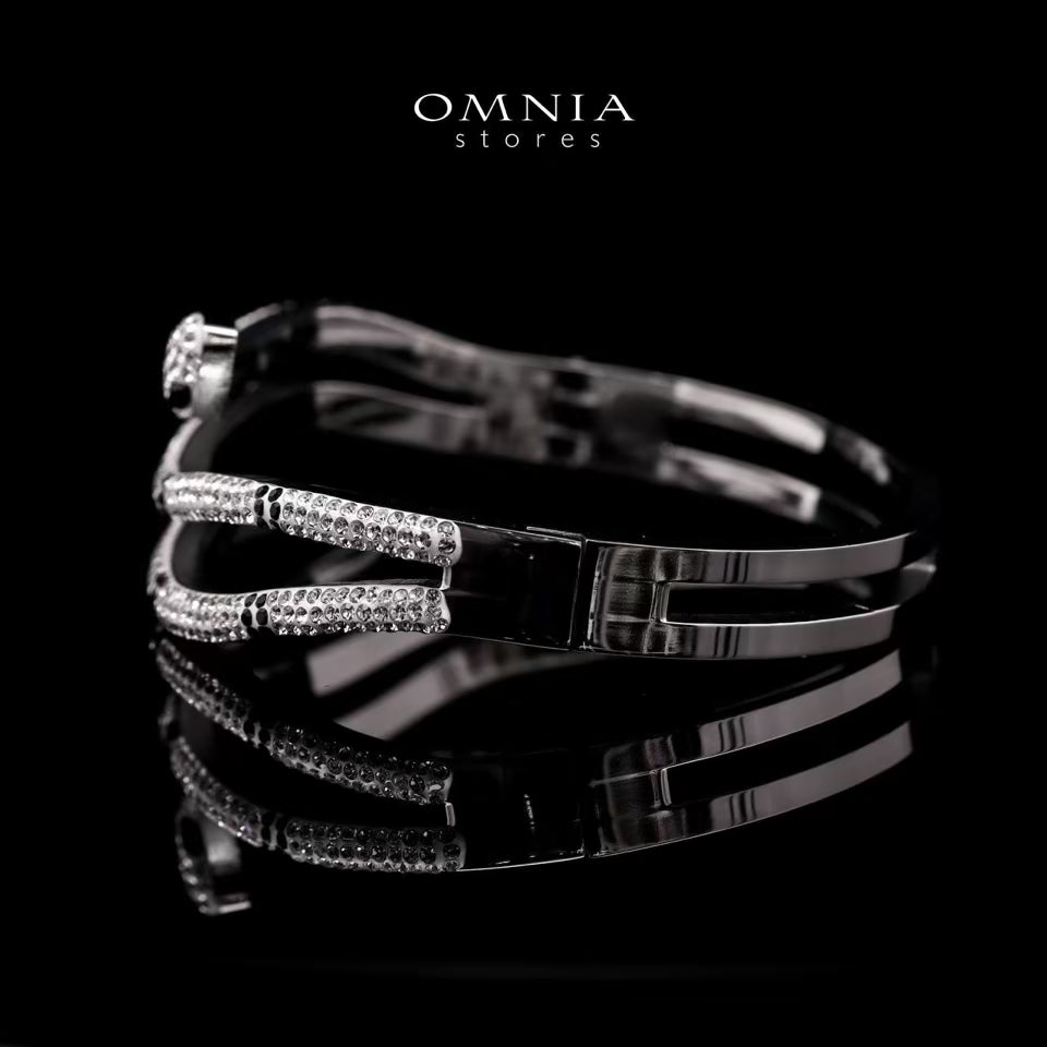 Omnia Areej Gold-Plated Copper Bangle with High-Quality Simulated Diamonds - OMNIASTORES KSA