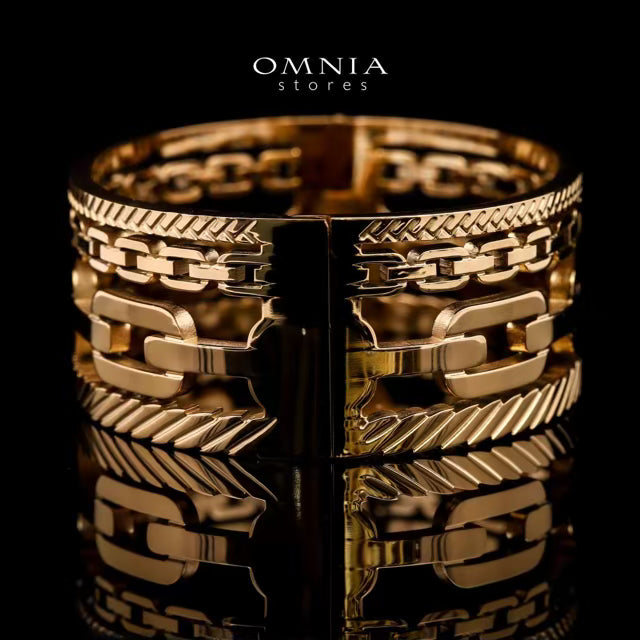 Omnia Arezou Gold-Plated Copper Bangle with High-Quality Simulated Diamonds - OMNIASTORES KSA