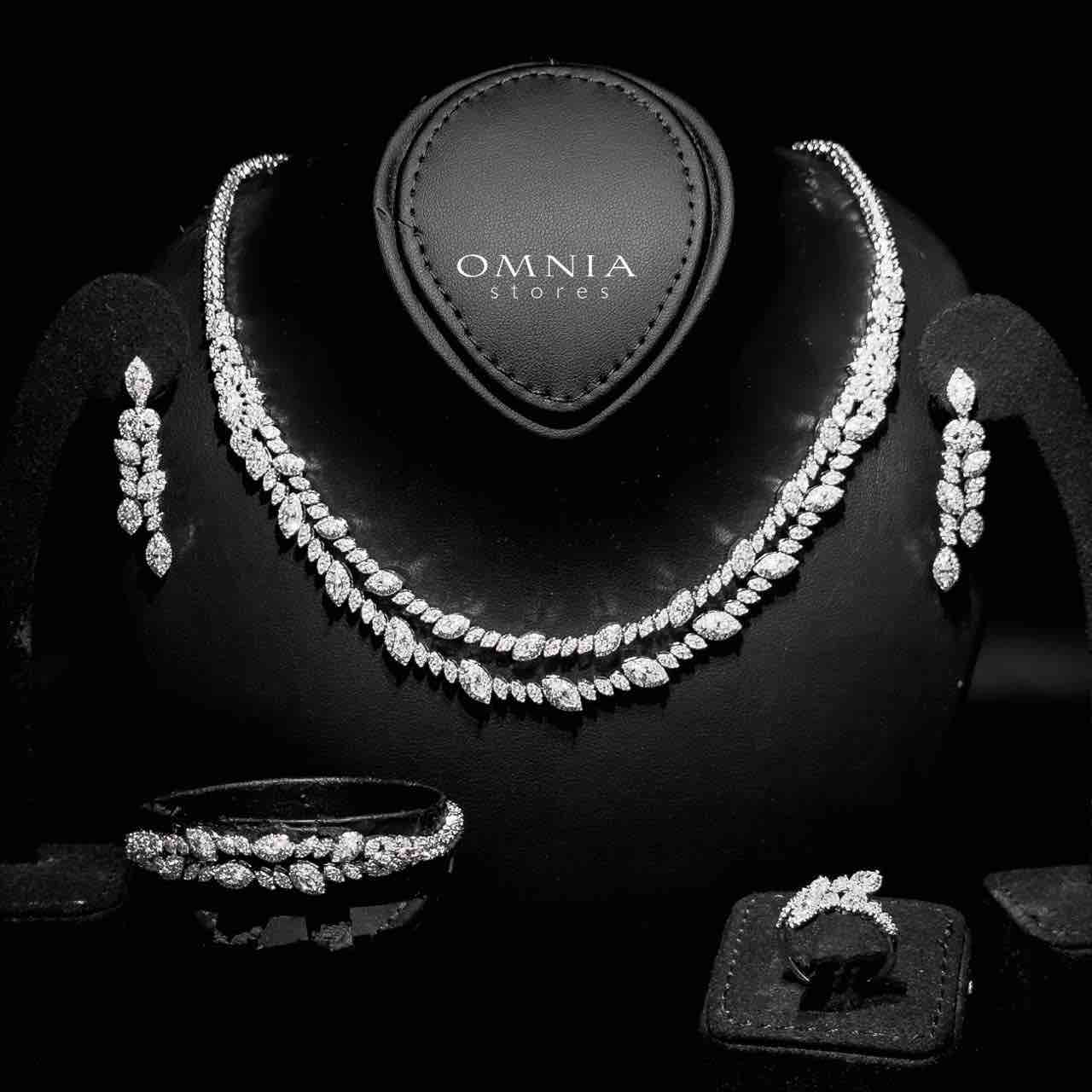 Omnia Nada White Bridal Full Set in High Quality Zircon Stone Rhodium Plated - OMNIASTORES KSA