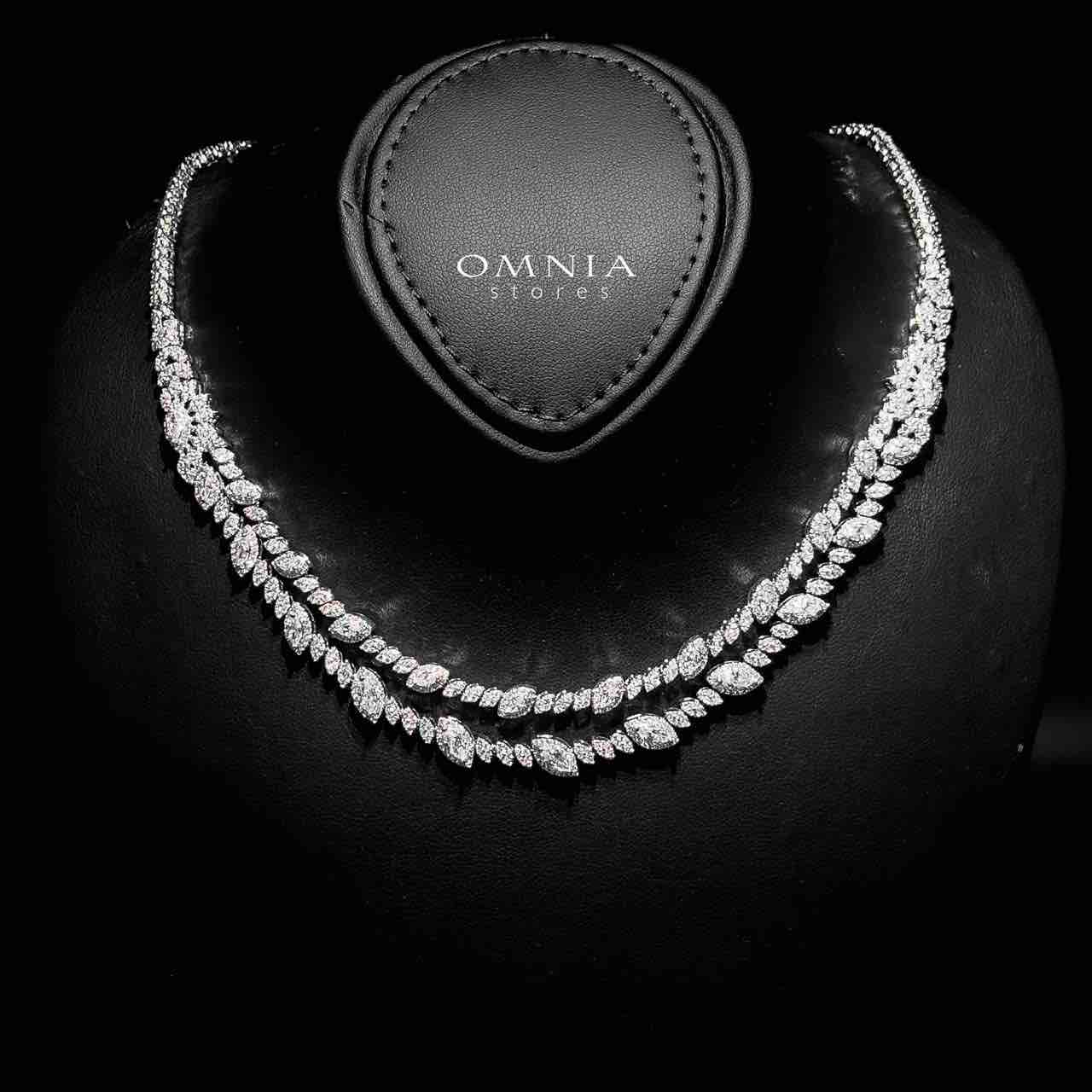 Omnia Nada White Bridal Full Set in High Quality Zircon Stone Rhodium Plated - OMNIASTORES KSA