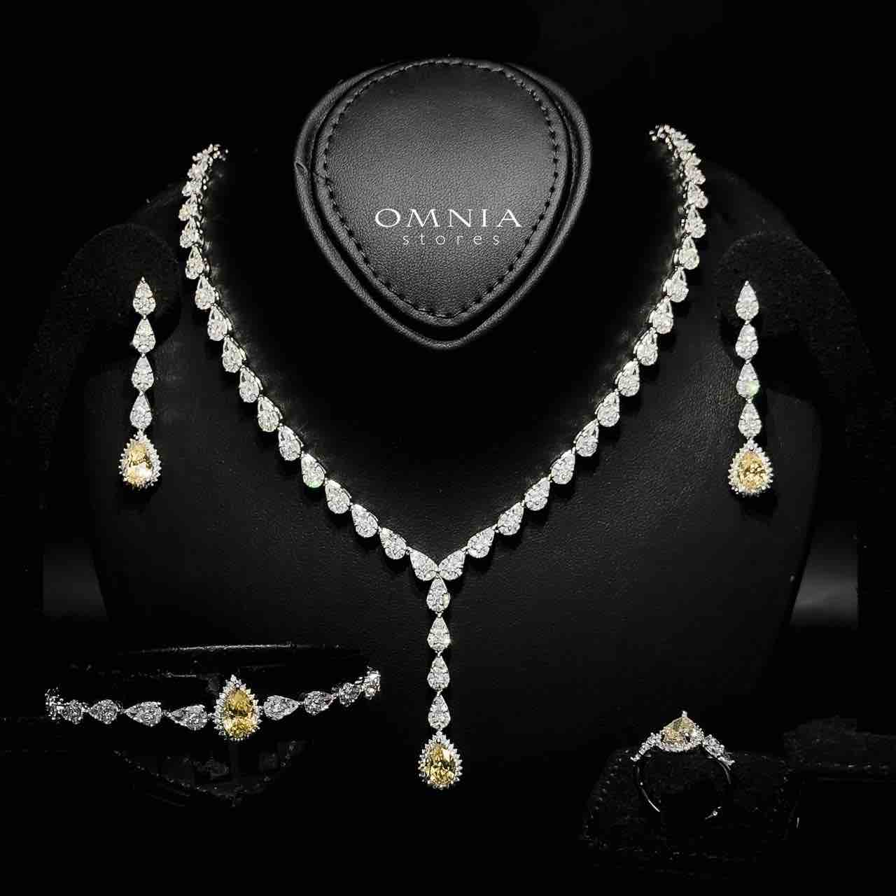 Omnia Radya Yellow Bridal Full Set in High Quality Zircon Stone Rhodium Plated - OMNIASTORES KSA