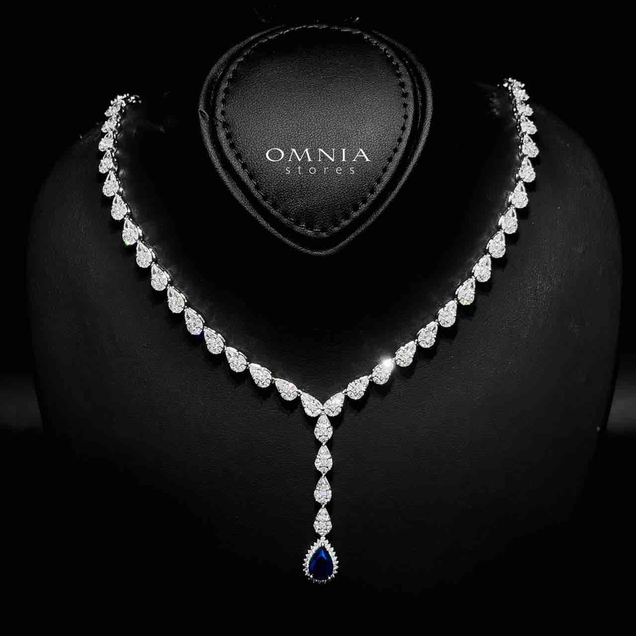 Omnia Radya Blue Bridal Full Set in High Quality Zircon Stone Rhodium Plated