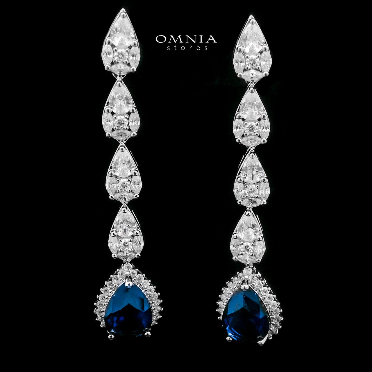 Omnia Radya Blue Bridal Full Set in High Quality Zircon Stone Rhodium Plated