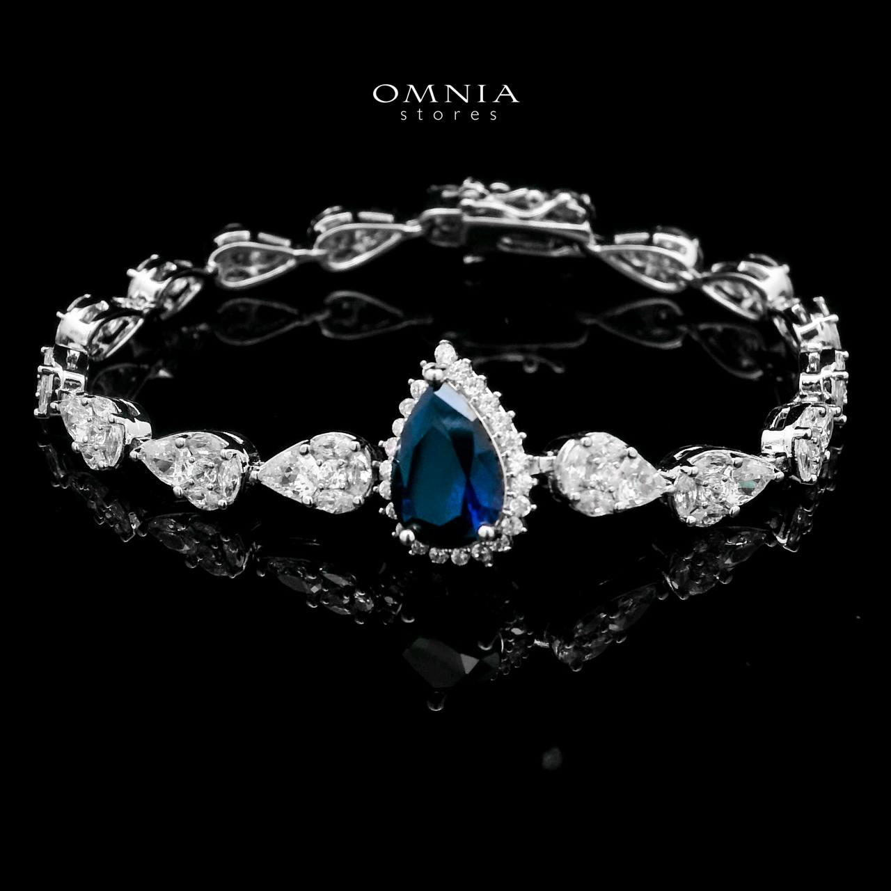 Omnia Radya Blue Bridal Full Set in High Quality Zircon Stone Rhodium Plated - OMNIASTORES KSA