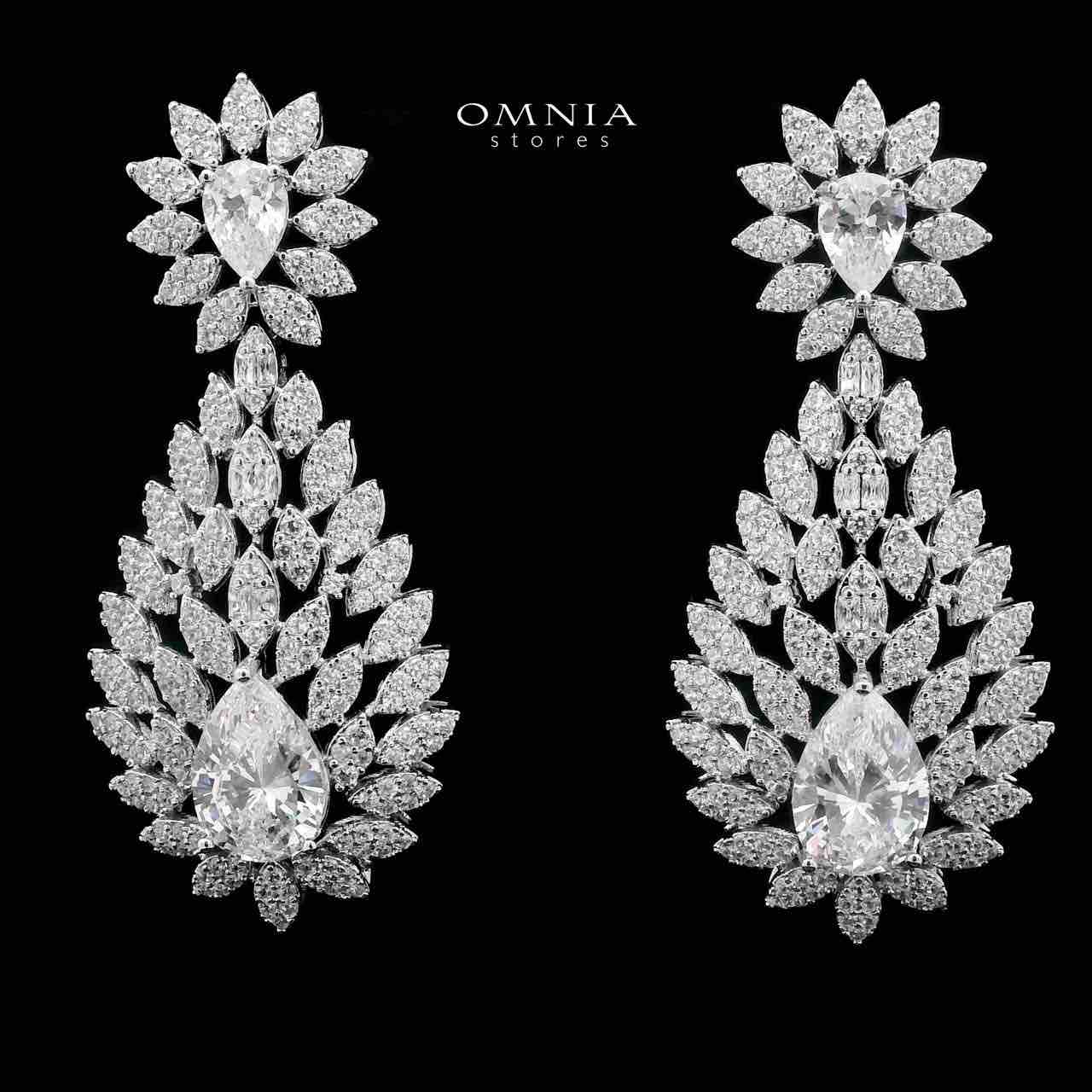 Omnia Asrar White Bridal Full Set in High Quality Zircon Stone Rhodium Plated - OMNIASTORES KSA