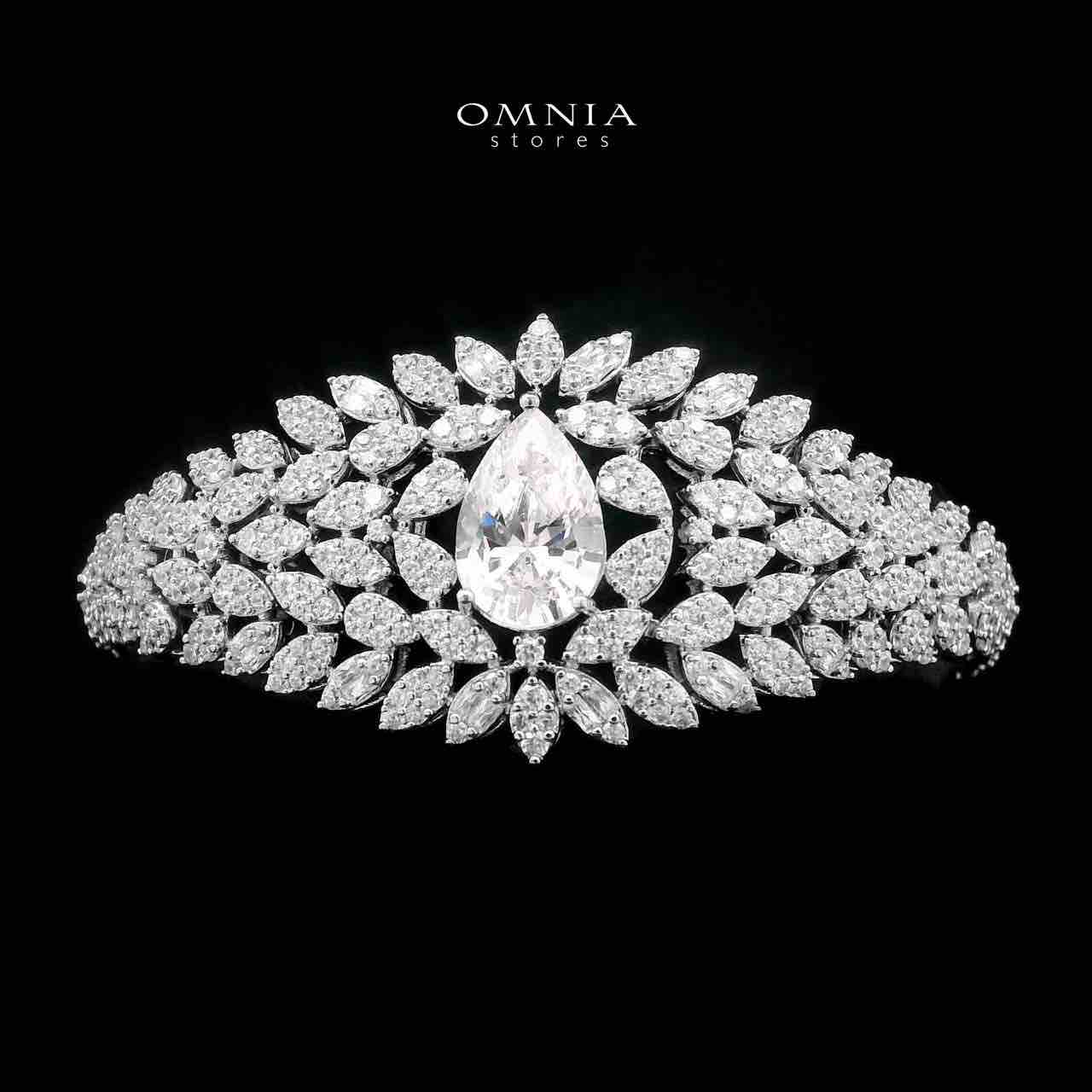 Omnia Asrar White Bridal Full Set in High Quality Zircon Stone Rhodium Plated - OMNIASTORES KSA