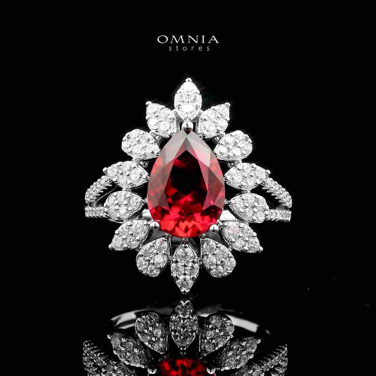 Omnia Asrar Red Bridal Full Set in High Quality Zircon Stone Rhodium Plated - OMNIASTORES UAE
