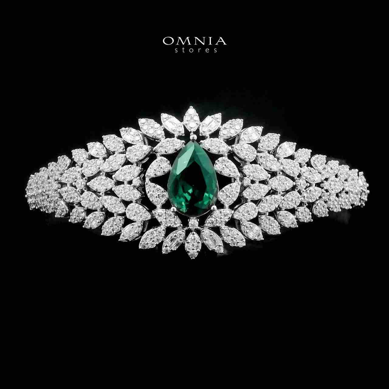 Omnia Asrar Green Bridal Full Set in High Quality Zircon Stone Rhodium Plated