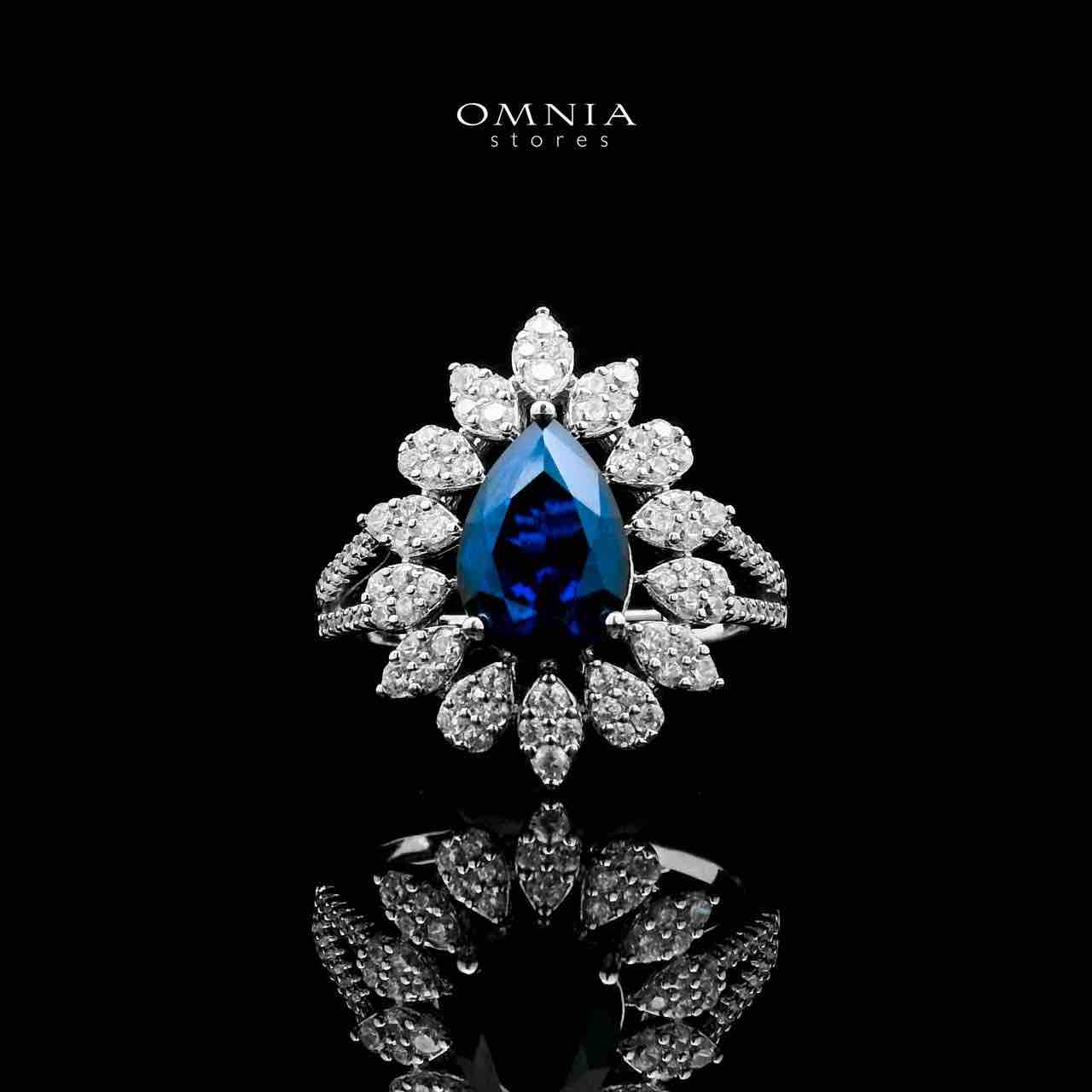Omnia Asrar Blue Bridal Full Set in High Quality Zircon Stone Rhodium Plated - OMNIASTORES UAE
