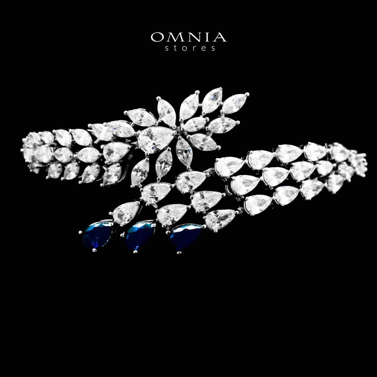 Omnia Rahaf Blue Bridal Full Set Accessories in High Quality Zircon Stone in Rhodium Plated