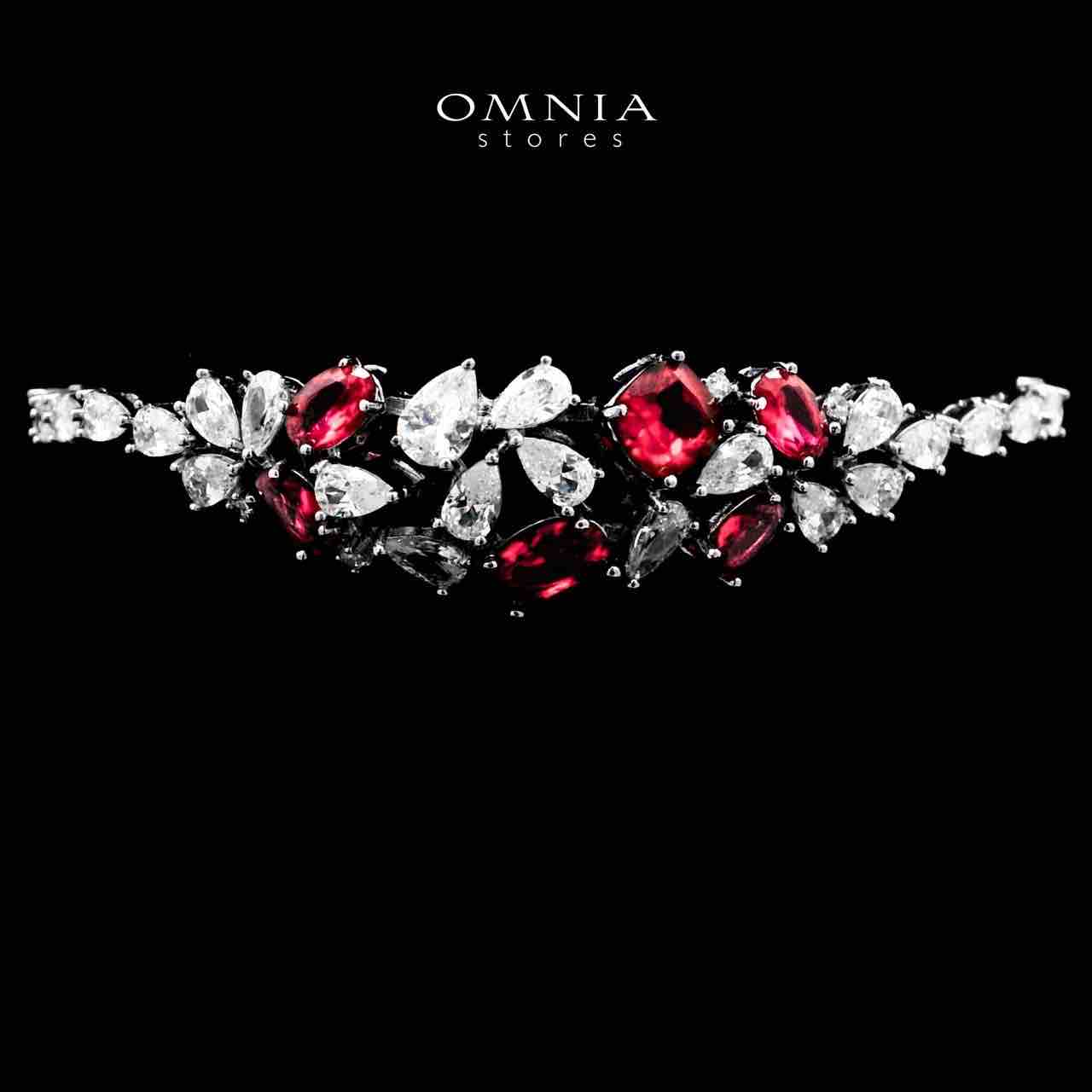 Omnia Reman Red Bridal Full Set in High Quality Zircon Stone in Rhodium Plated