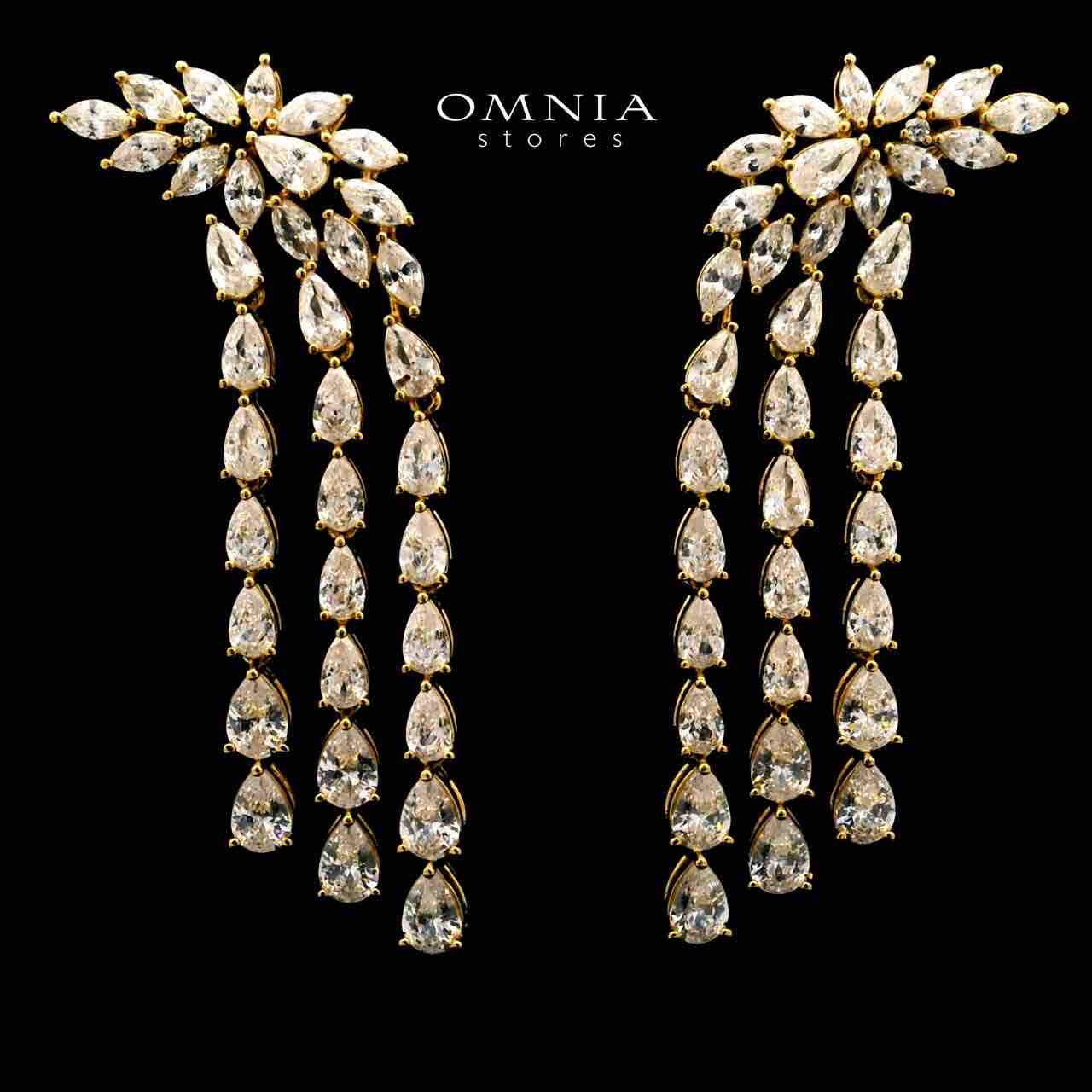 Omnia Rahaf Golden Bridal Full Set Accessories in High Quality Zircon Stone in Rhodium Plated