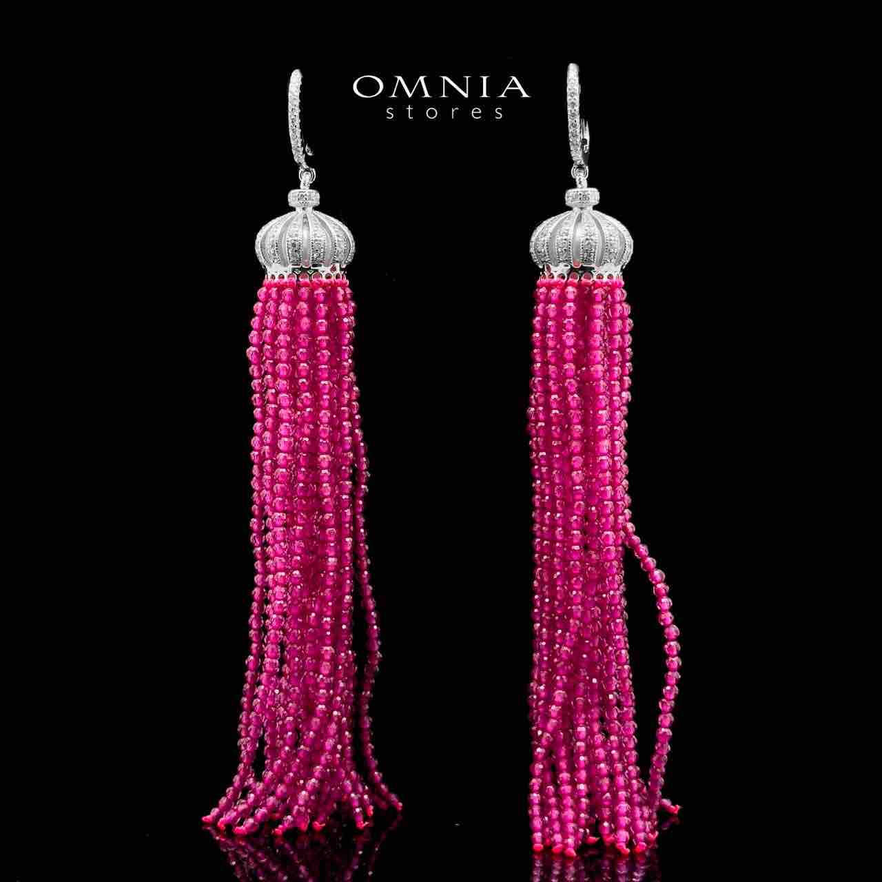 Omnia Bisan Fresh Real Water Pearl Long Chain Necklace & Drop Earrings in 92.5 Silver with High-Quality Simulated Diamonds - OMNIASTORES KSA