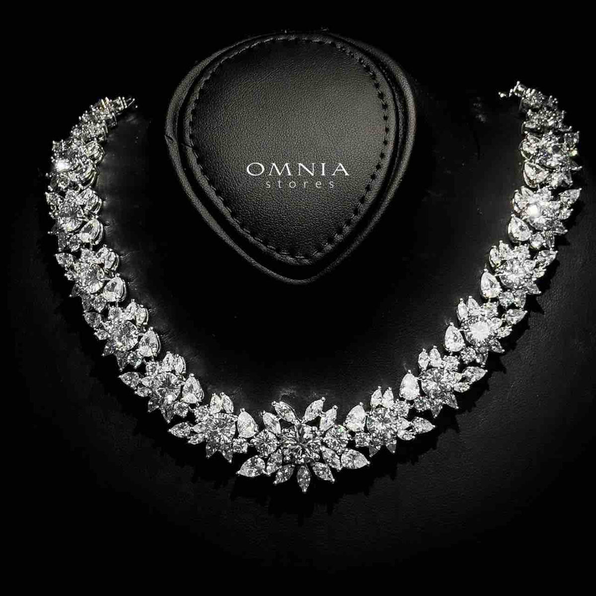 Omnia Nareen White Luxury Bridal Full Set in High Quality Simulated Diamonds Premium Rhodium Plated - OMNIASTORES UAE