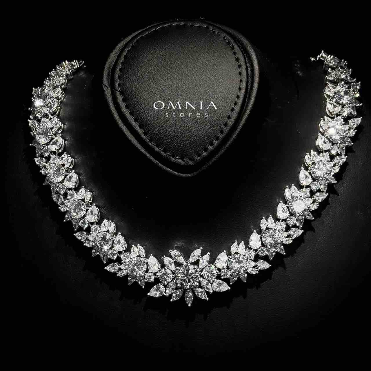 Omnia Nareen White Luxury Bridal Full Set in High Quality Zircon Stone Rhodium Plated - OMNIASTORES KSA