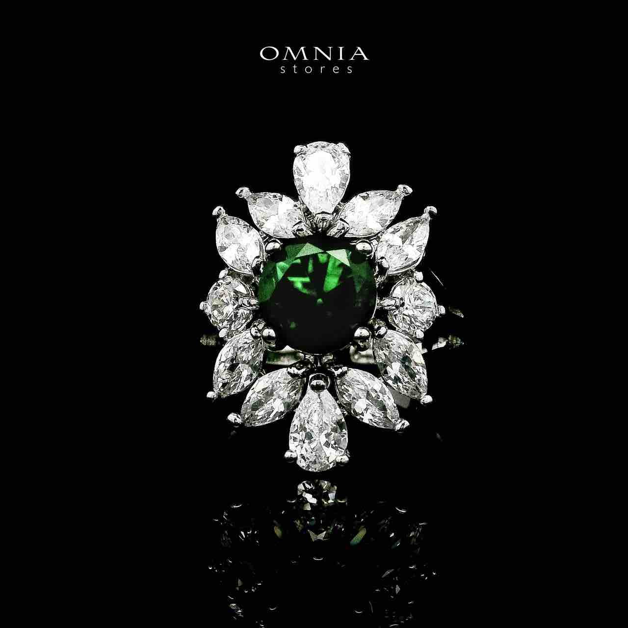 Omnia Nareen Green Bridal Full Set in High Quality Zircon Stone Rhodium Plated
