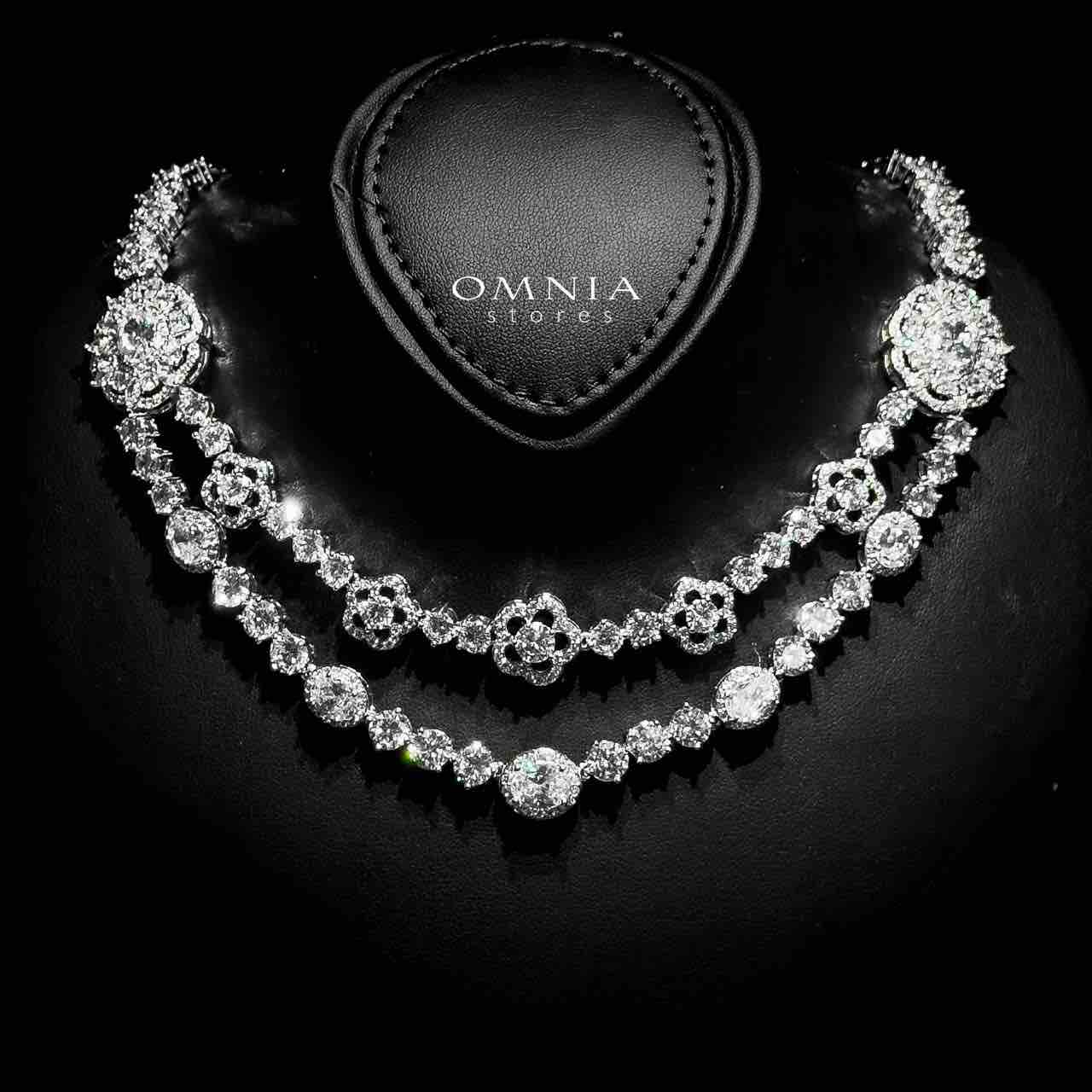 Omnia Esra White Full Set in High Quality Zircon Stone Rhodium Plated - OMNIASTORES UAE