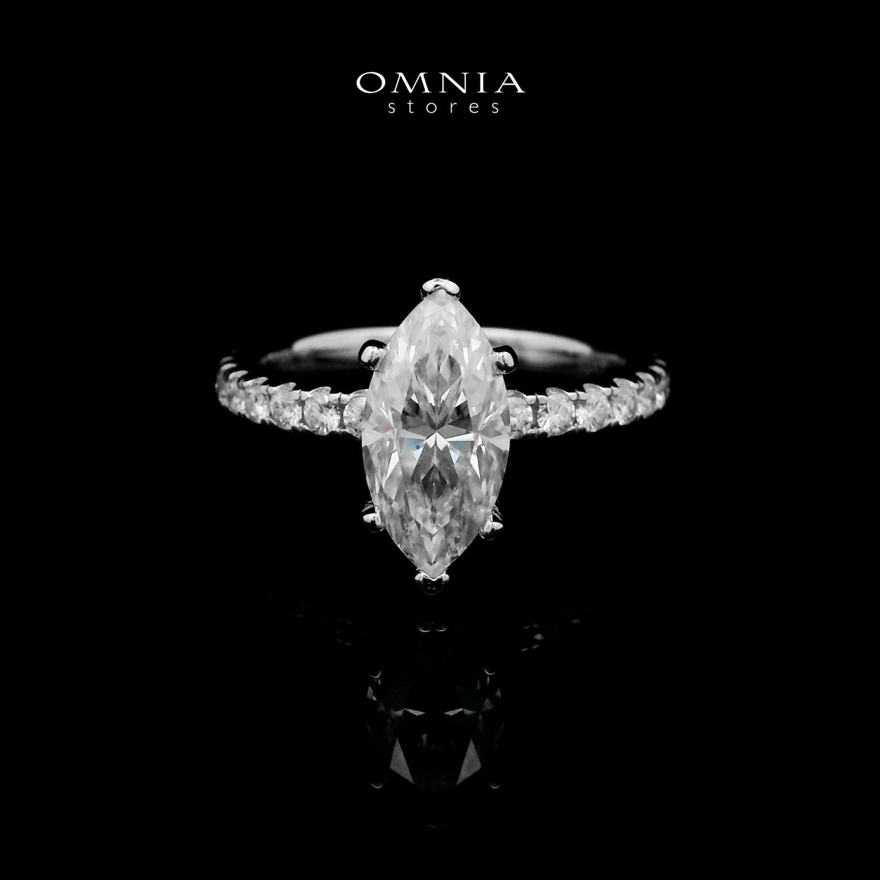 Omnia Ghusun White Ring 92.5 Silver Certified in High Quality Moissanite Stone