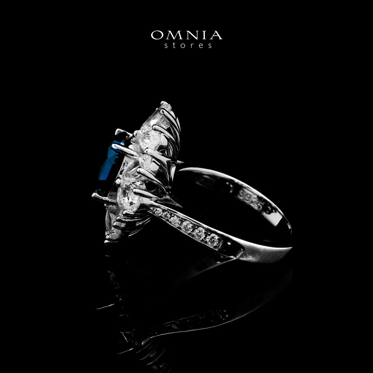 Omnia Hibah Blue Ring 92.5 Silver Certified in High Quality Lab Grown Sapphire Stone