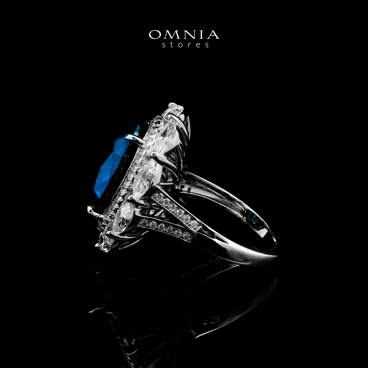 Omnia Hind Blue Ring 92.5 Silver Certified in High Quality Lab Grown Sapphire Stone