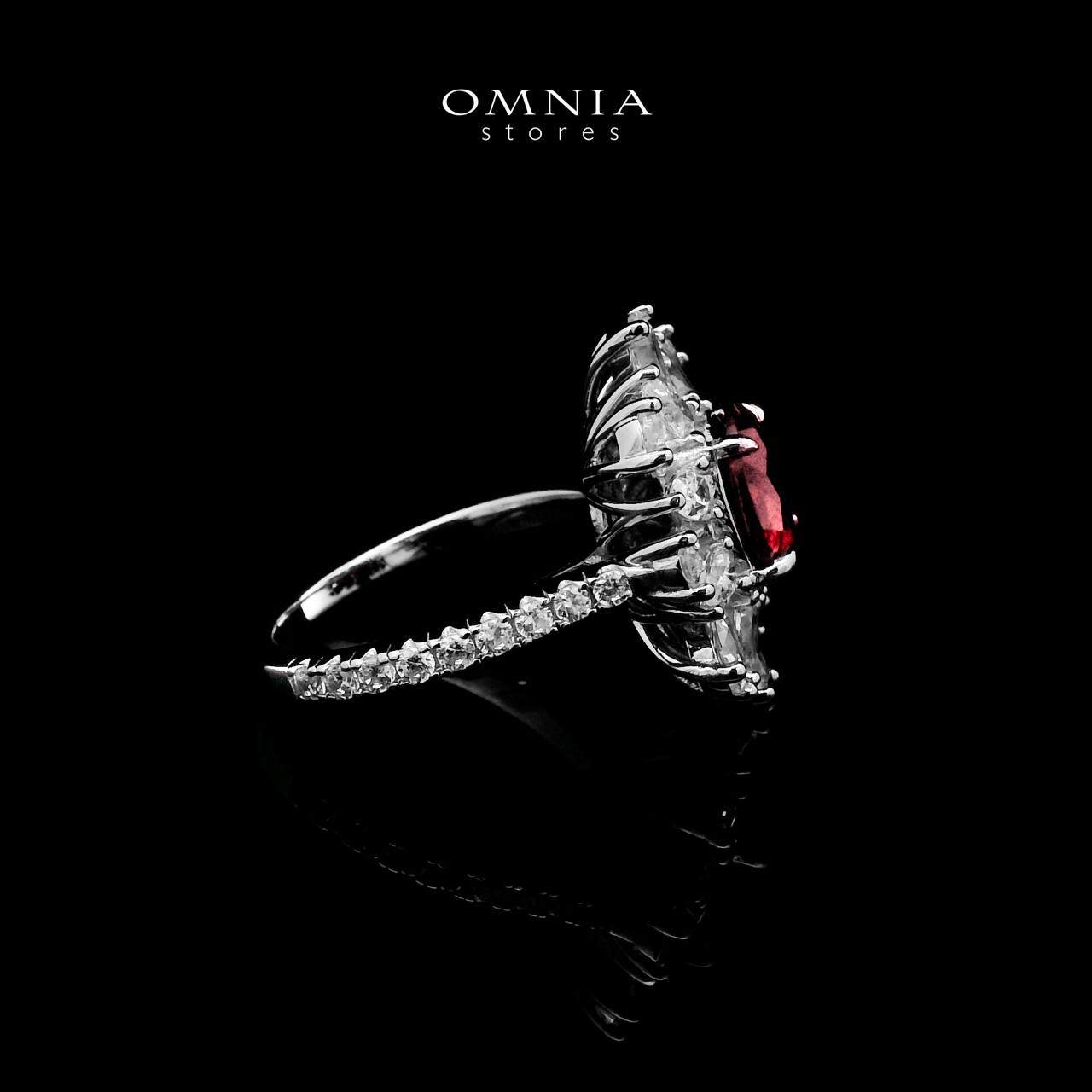 Omnia Jamila Red Ring 92.5 Silver Certified in High Quality Lab Crafted Ruby Stone