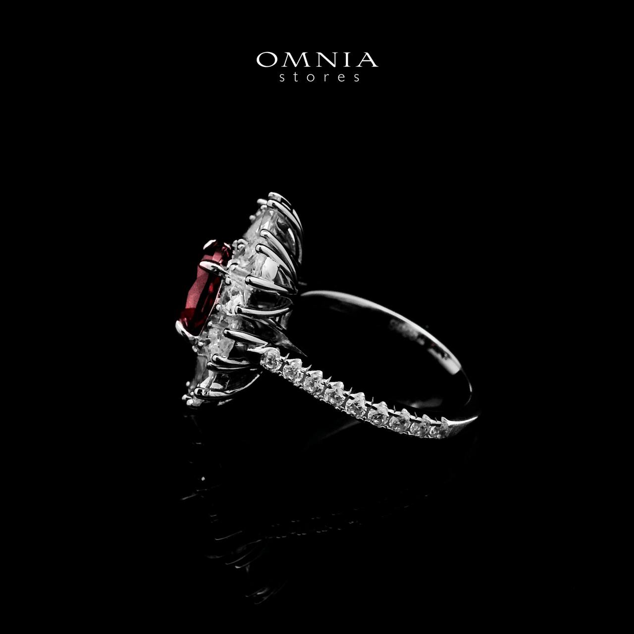 Omnia Jamila Ring in 925 Silver With High Quality GRC Certified Red Ruby Lab Grown Stones