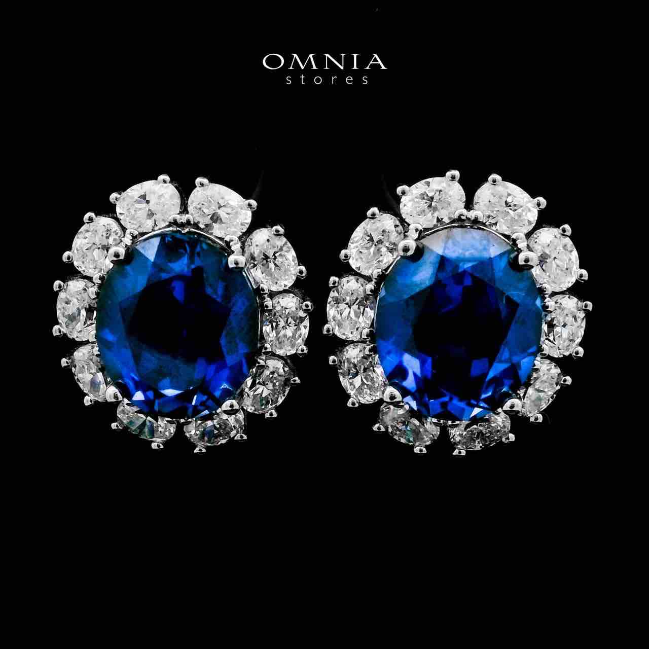 Omnia Jumana Blue Earrings 925 Silver Certified in High Quality Lab Grown Sapphire Stone